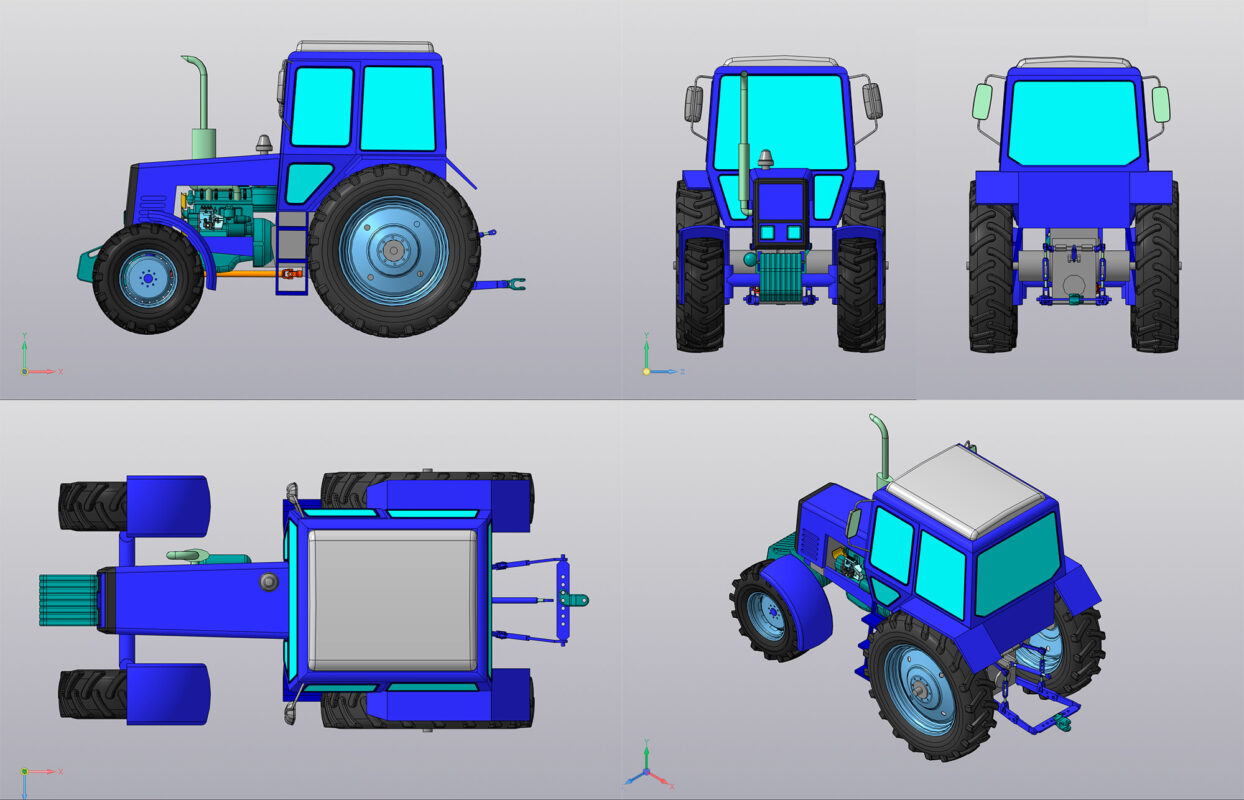 3D модель Габаритная модель трактора МТЗ 1021