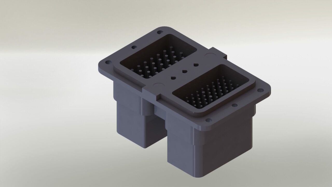 3D модель Соединитель электрический прямоугольный сдвоенный СНО50-124-60Х43Р-6-В и СНО50-105-63Х44В-6-В