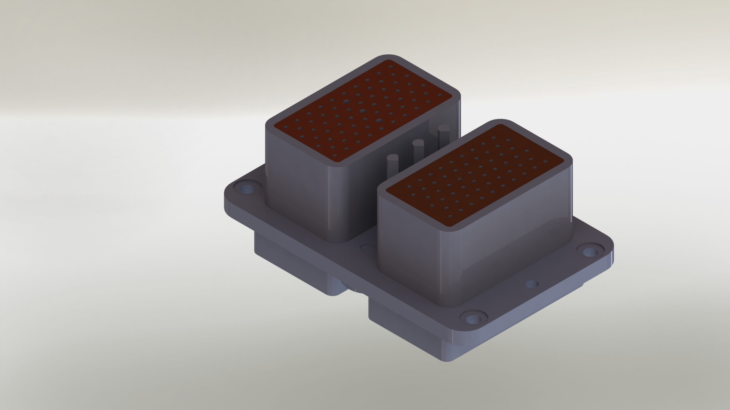 3D модель Соединитель электрический прямоугольный сдвоенный СНО50-124-60Х43Р-6-В и СНО50-105-63Х44В-6-В