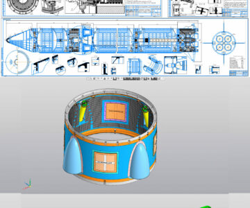 3D модель Проектирование двухступенчатой баллистической ракеты с ЖРД дальность 10000 км, массой полезной нагрузки 2500кг