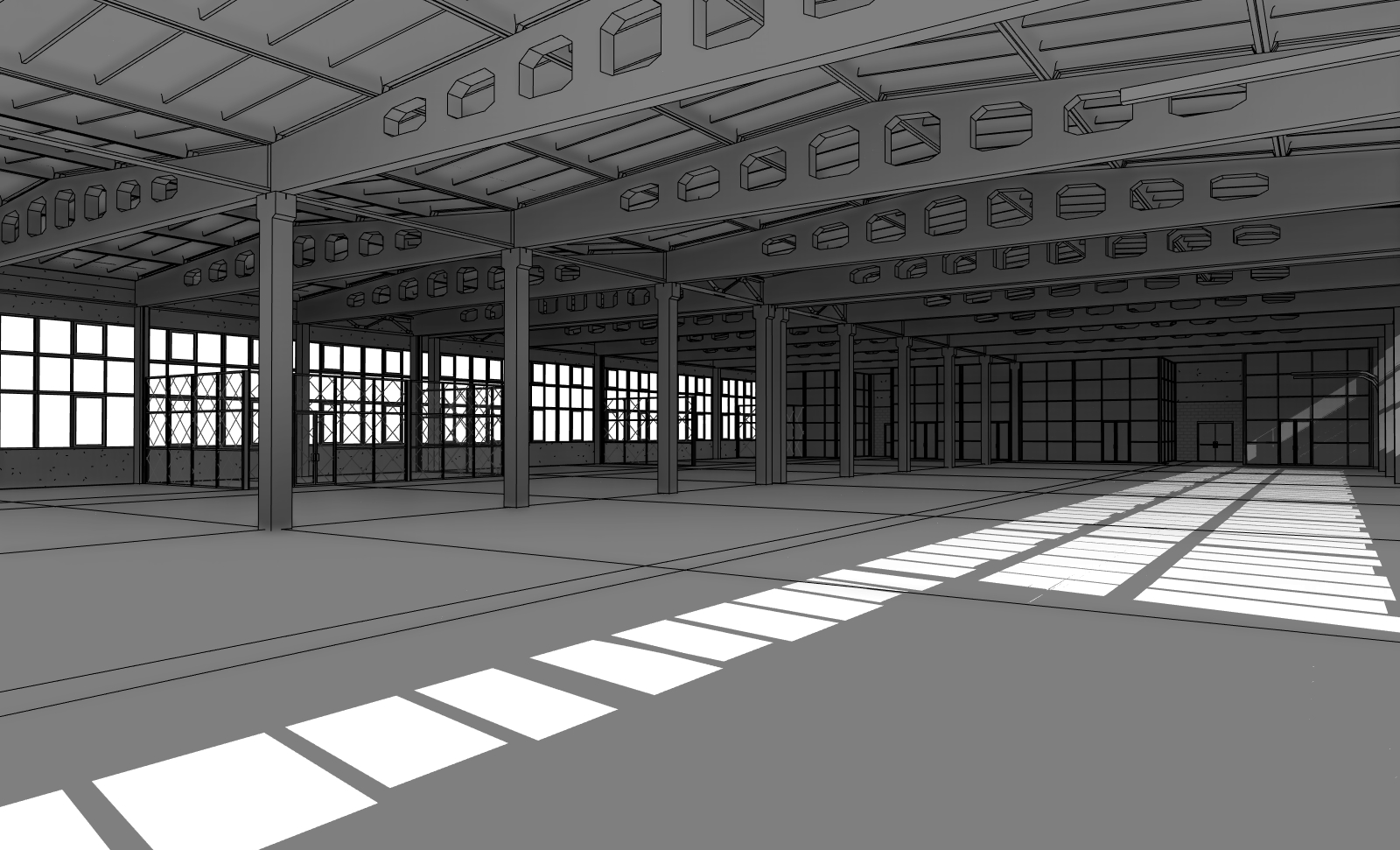 Чертеж Промышленное здание ЖБ каркас Модель Revit