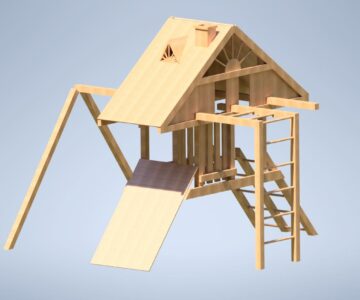 3D модель Детский игровой комплекс из массива дерева
