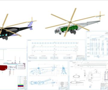 3D модель Транспортный вертолёт среднего класса. Проектирование несущего винта. Протопит вертолет Ми-38-1