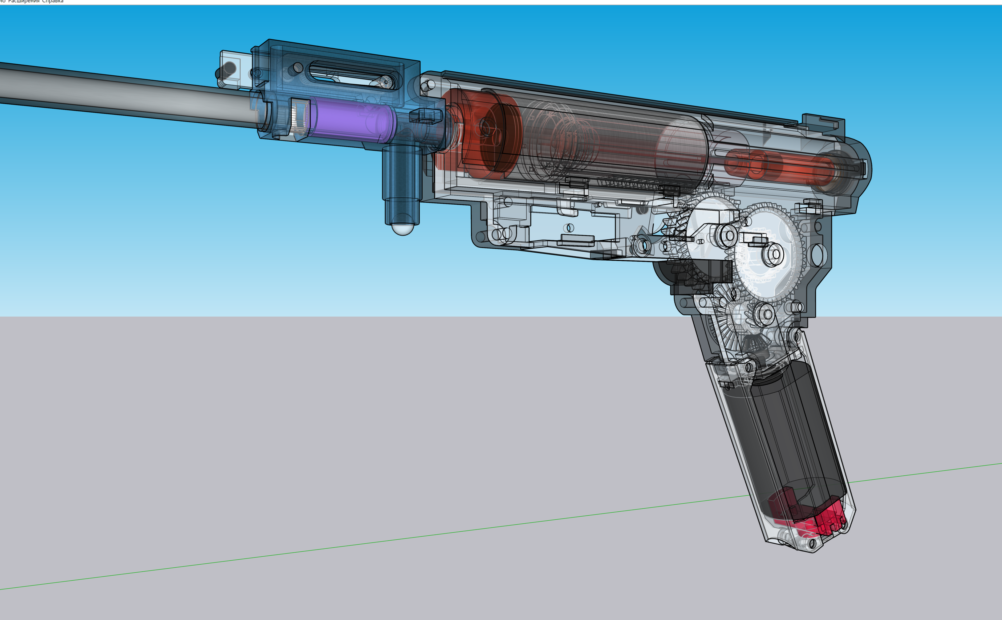 3D модель GEARBOX v.3 в связке с HOPUP и внутренним стволиком 6мм