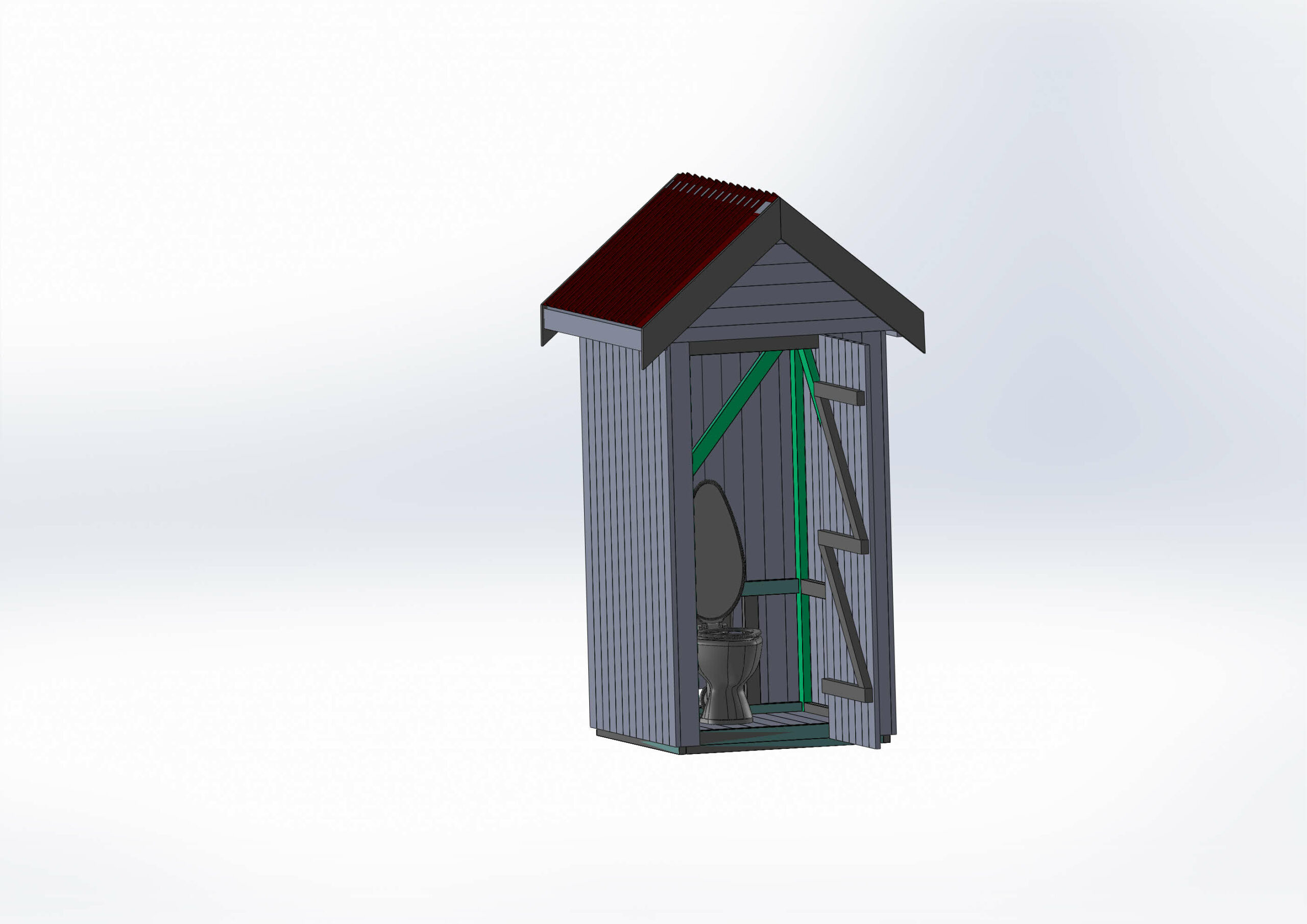 3D модель ЗD модель и чертежи туалета для садового участка