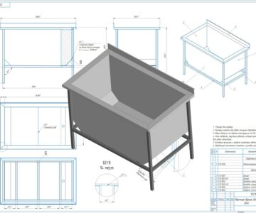 3D модель Ванна для промывки химическим составом. Из материала AISI 304 (нержавеющая сталь)