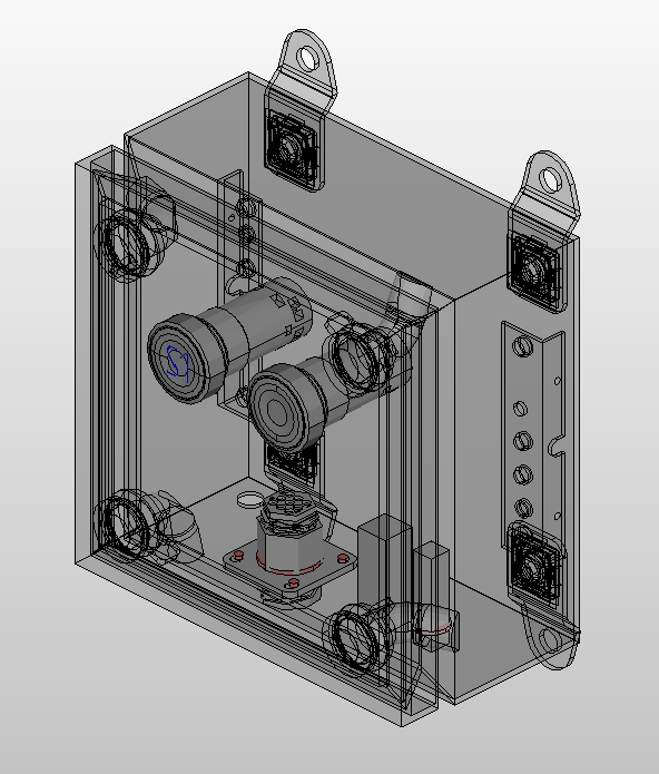 3D модель 3Д модель шкафа управления в с двумя кнопками и разъемом