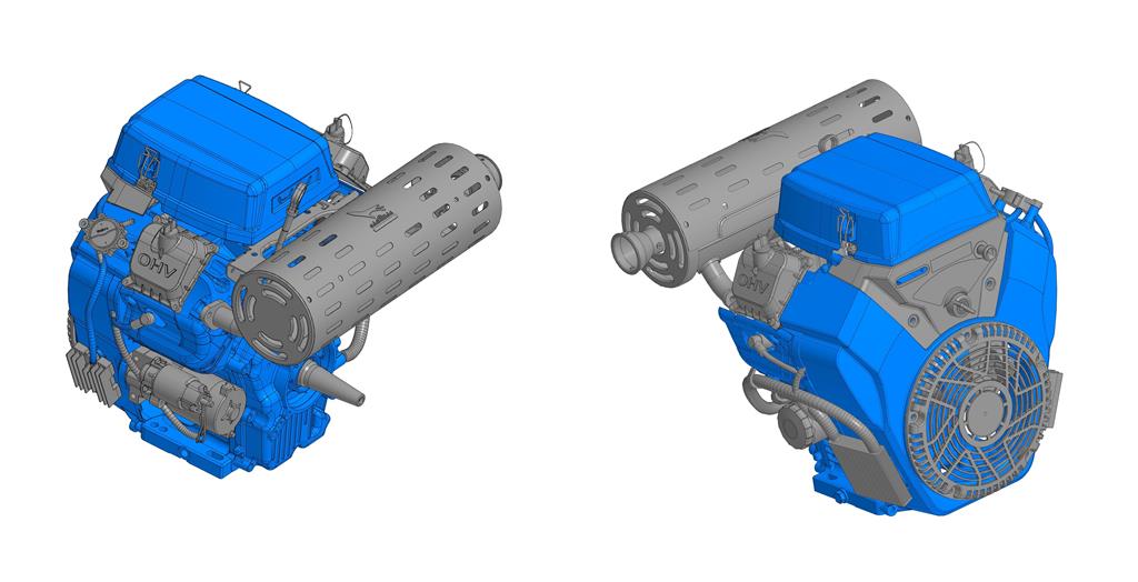 3D модель Габаритная модель двигателя Loncin LC2V80FD