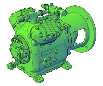 3D модель Открытый поршневой компрессор Bitzer 4N.2Y-K +  соединительная муфта KK425 + кожух соединительной муфты GK4440