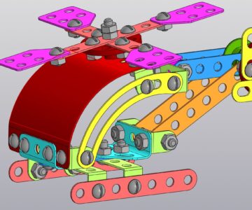 3D модель Модель игрушечного вертолета из металлического конструктора
