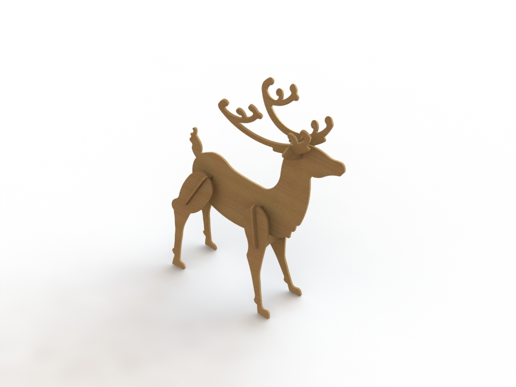 3D модель Новогодний олень из фанеры