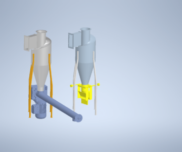 3D модель Параметрическая установка циклона с опорой и механизмами разгрузки