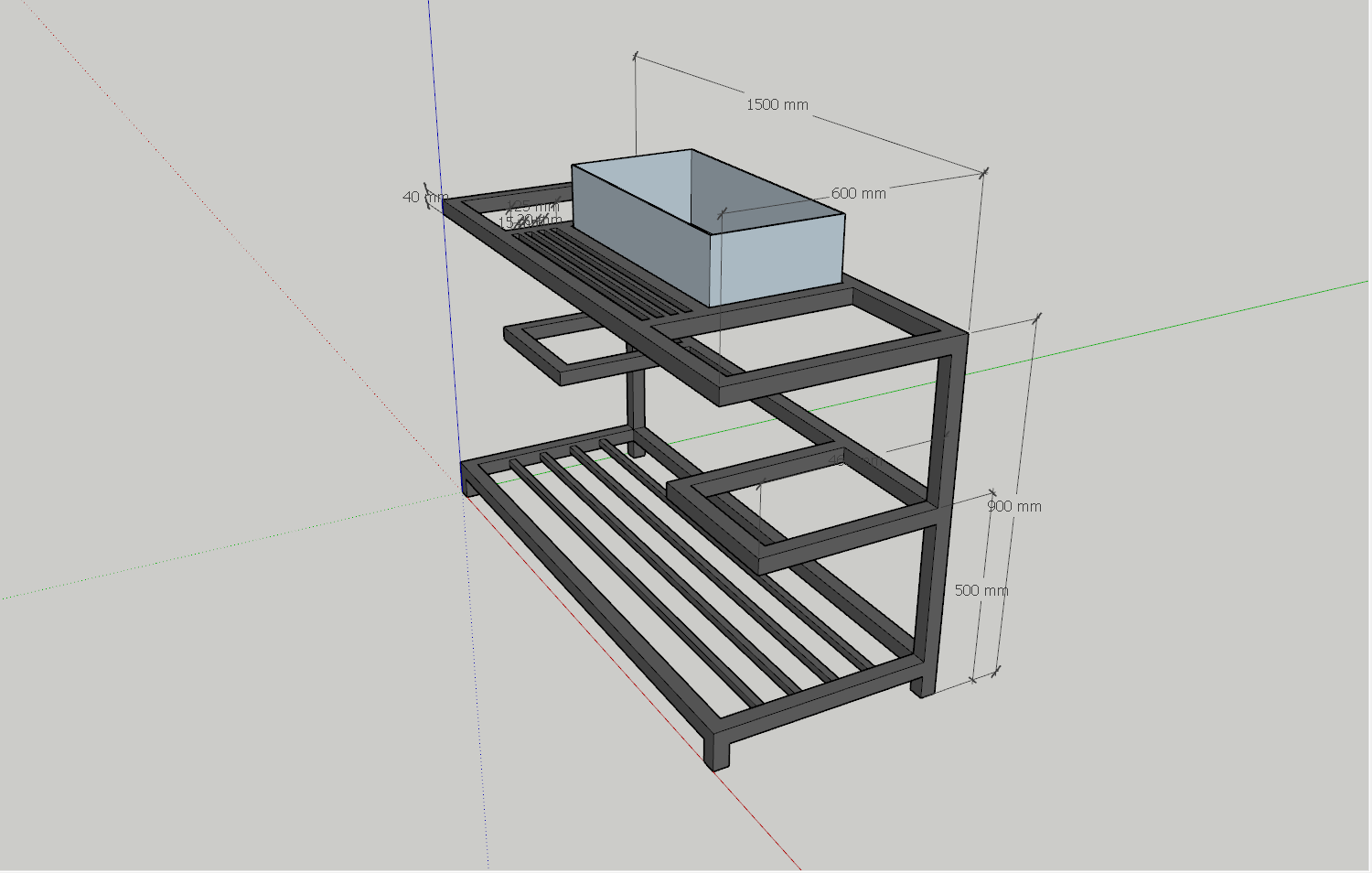 3D модель Мангал loft - 1500х600х900 мм