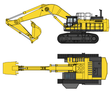 Чертеж Динамический блок экскаватора Komatsu PC1250-8