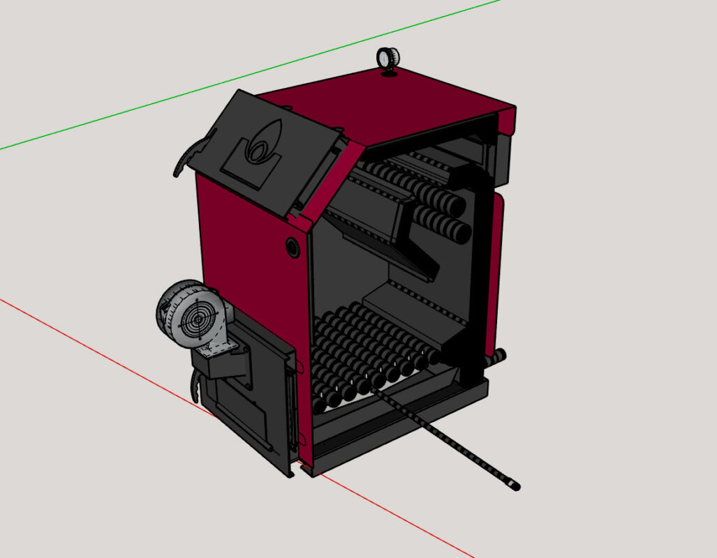 3D модель Котёл длительного горения на твёрдом топливе (уголь) 50кВт
