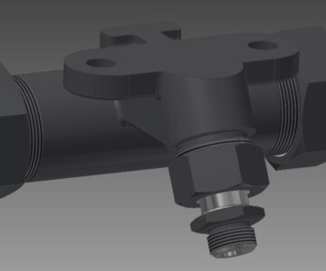 3D модель Тройник 4375-01 УХЛ1 (в сборе с ниппелем 4378) ТУ 3184-011-10785350-2007, для подвижного состава грузовых вагонов.