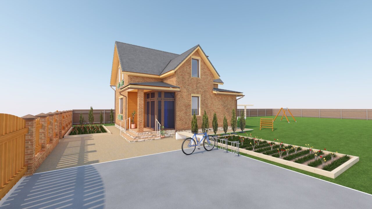 3D модель Коттедж 2 этажа 89,6м2