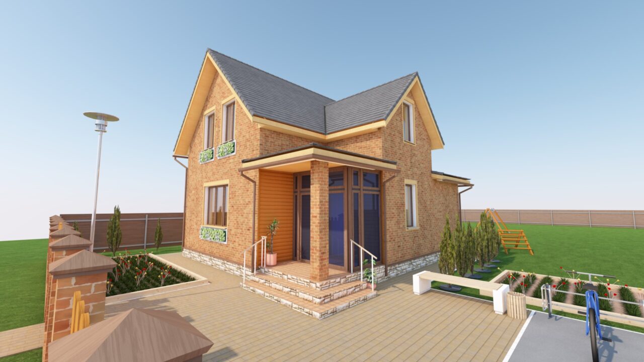 3D модель Коттедж 2 этажа 89,6м2