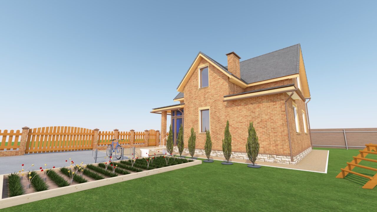 3D модель Коттедж 2 этажа 89,6м2