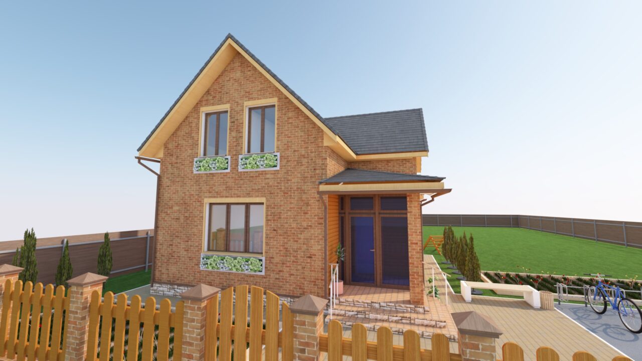 3D модель Коттедж 2 этажа 89,6м2