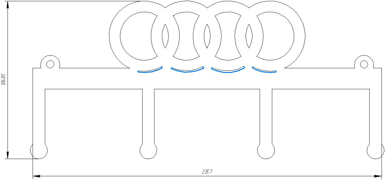 Чертеж Ключница AUDI под лазерную резку