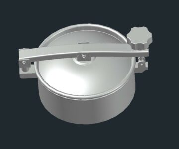 3D модель Люк с откидной круглой крышкой DN 150 нержавеющий 3d модель AutoCAD