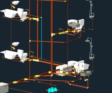 3D модель ВиК на 3 этажа 3d в Revit