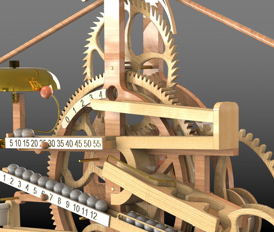 3D модель Деревянные часы с маятником (Wooden marble pendulum clock)