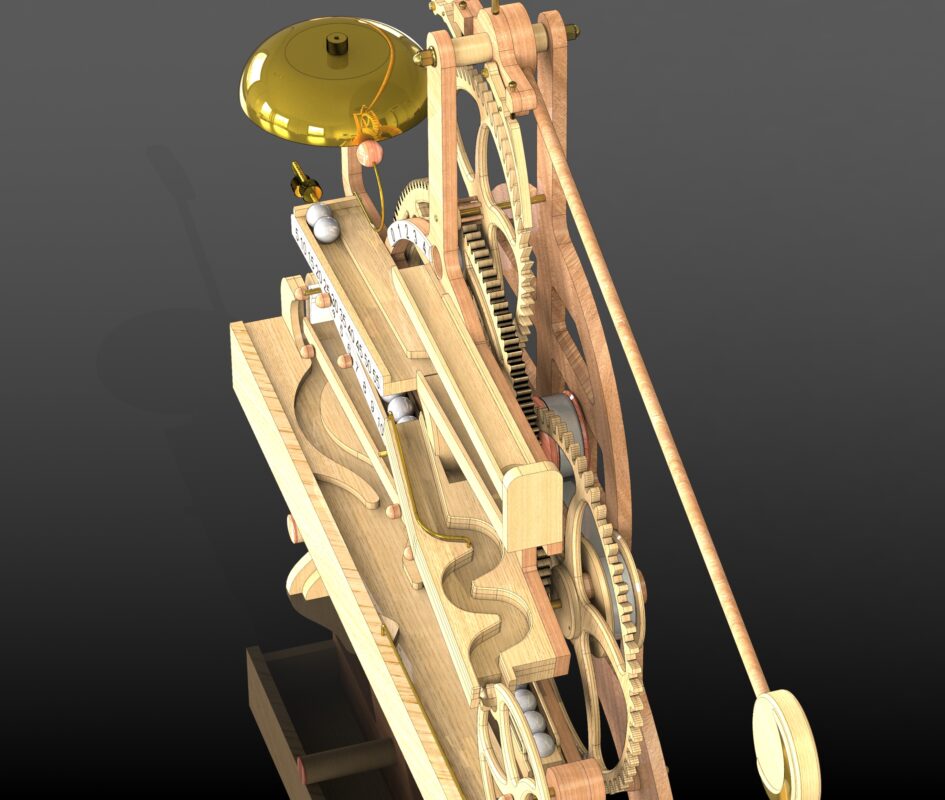 3D модель Деревянные часы с маятником (Wooden marble pendulum clock)
