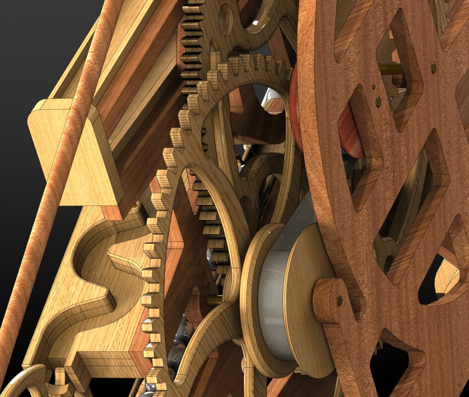 3D модель Деревянные часы с маятником (Wooden marble pendulum clock)
