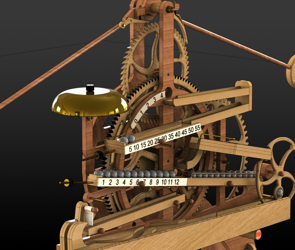 3D модель Деревянные часы с маятником (Wooden marble pendulum clock)