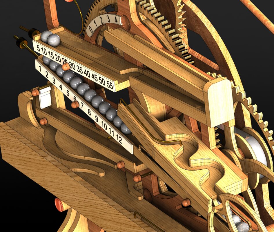 3D модель Деревянные часы с маятником (Wooden marble pendulum clock)