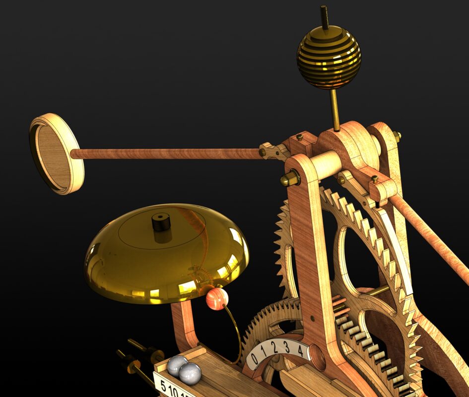 3D модель Деревянные часы с маятником (Wooden marble pendulum clock)