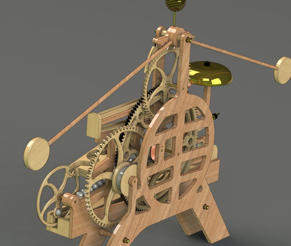 3D модель Деревянные часы с маятником (Wooden marble pendulum clock)