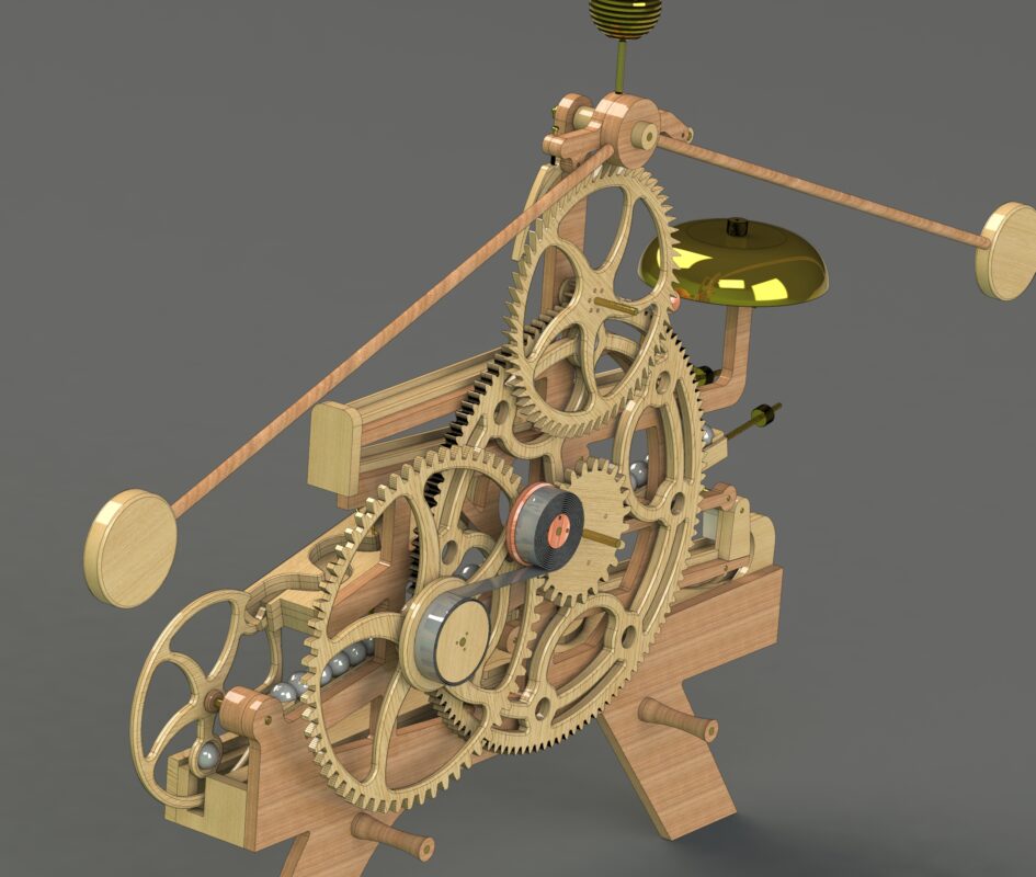 3D модель Деревянные часы с маятником (Wooden marble pendulum clock)