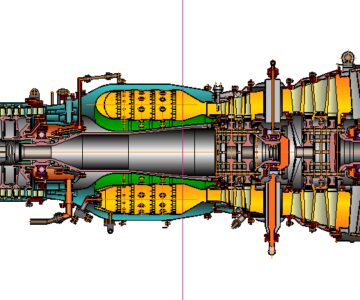 Чертеж Меридиональный чертёж двигателя ТВ2-117A