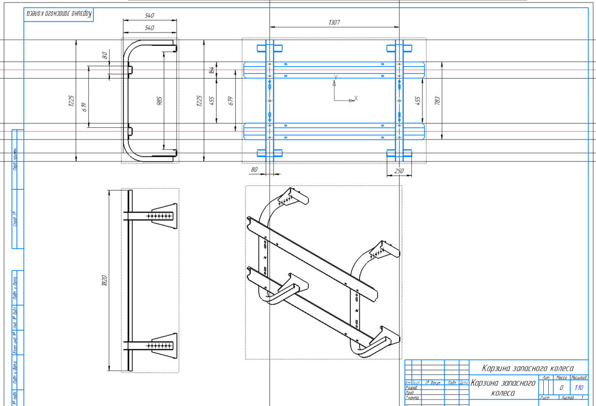 3D модель Кронштейн запасного колеса полуприцепа Шмитц