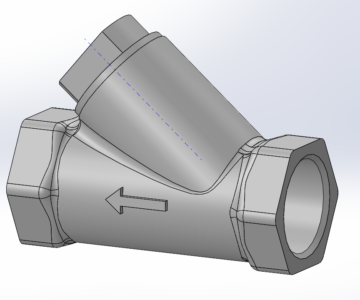3D модель Клапан обратный G1 DN25 PN40 У-обр AISI 316