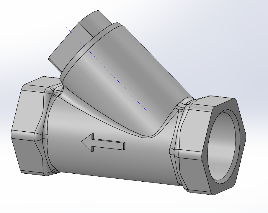 3D модель Клапан обратный G1 DN25 PN40 У-обр AISI 316
