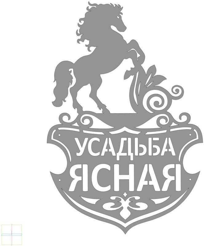 Чертеж Табличка с конем и узорами
