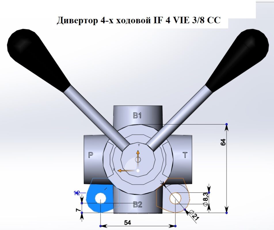 3D модель Дивертор 4-х ходовой IF 4 VIE 3/8 CC