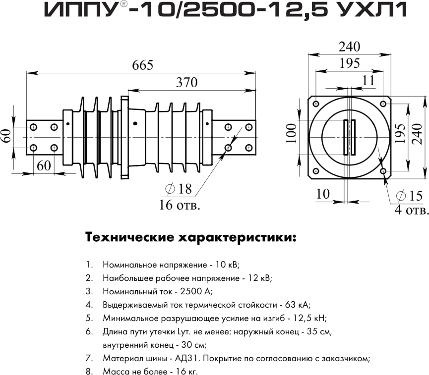 3D модель Изолятор проходной ИППУ -10-2500-12,5