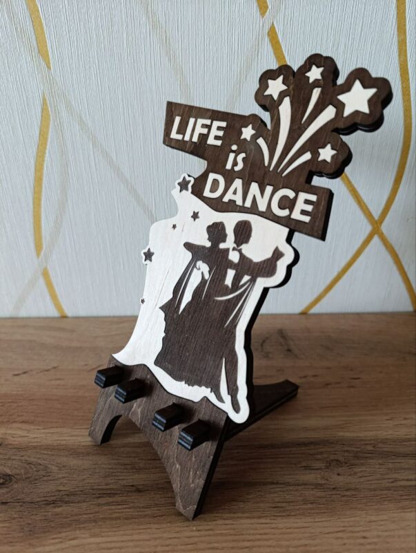 Чертеж Подставка сборная для телефона Life is Dance