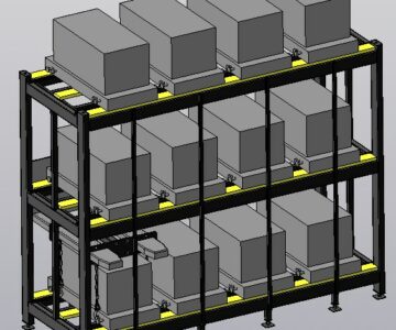 3D модель Стеллаж для штампов 3 полки (12 штампов 550х1000х500 по 800 кг)