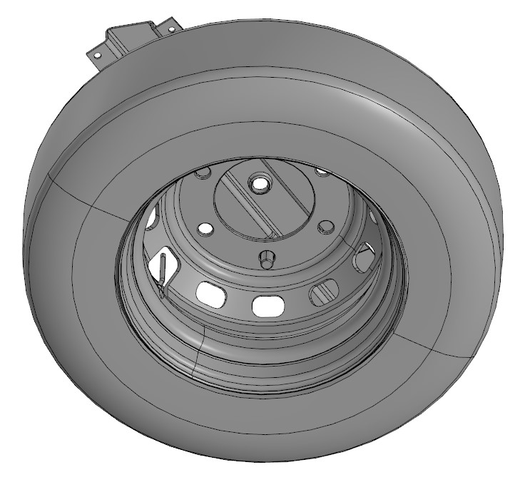 3D модель Колесо 215/75R17,5 для автомобиля Валдай ГАЗ 3310 на кронштейне (запаска)