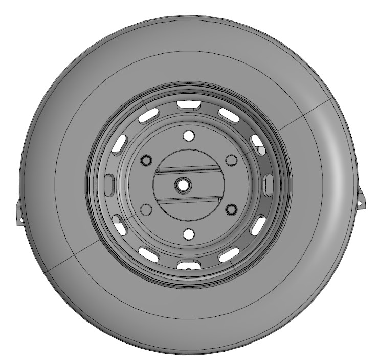 3D модель Колесо 215/75R17,5 для автомобиля Валдай ГАЗ 3310 на кронштейне (запаска)