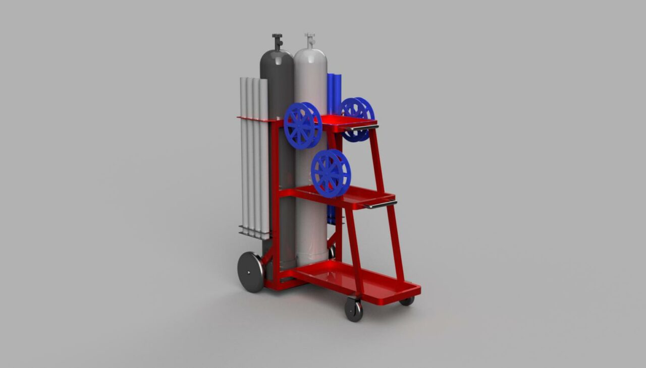 3D модель Сварочная тележка для полуавтомата и аппарата Tig Сварки под 2 баллона