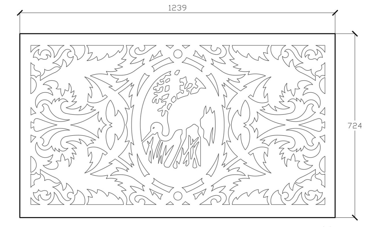 Чертеж Решетка с журавлем 1239х724