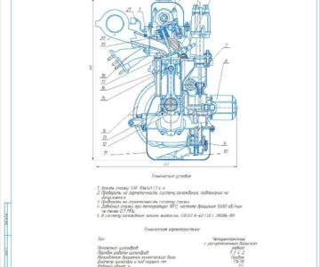 Чертеж Поперечный и продольный разрез двигателя Chevrolet Lacetti (номинальная мощность 100 кВт)