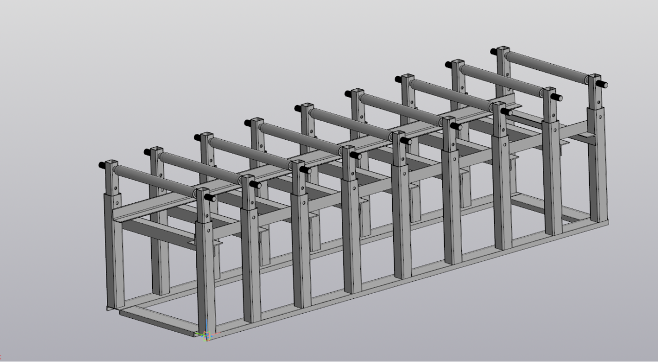 3D модель Рольганг конвейерный с регулируемой высотой 900×3200 мм